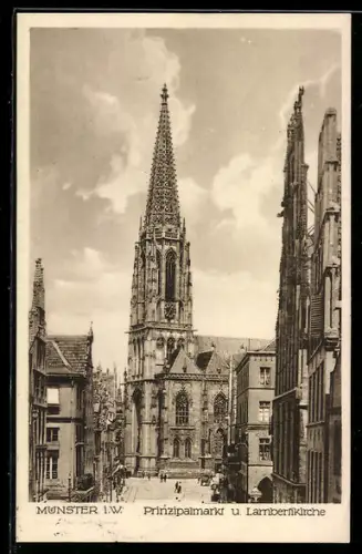 AK Münster i. W., Prinzipalmarkt, Lambertikirche