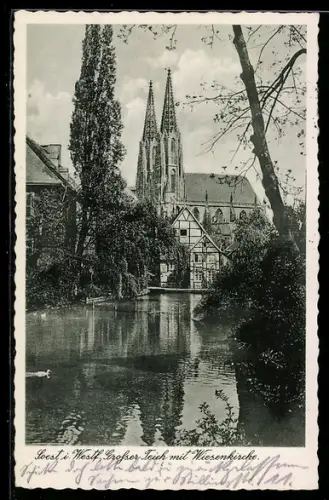 AK Soest, Grosser Teich, Wiesenkirche