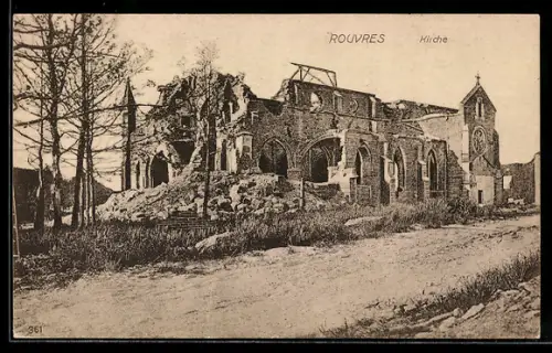 AK Rouvres, Zerstörte Kirche