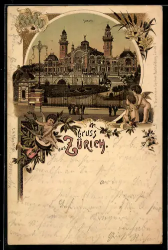 Lithographie Zürich, Blick auf die Tonhalle