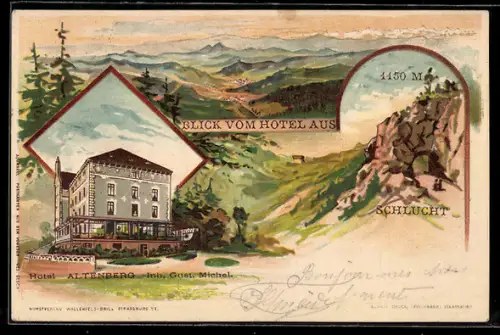 AK Altenberg, Hotel Altenberg, Inh. Gust. Michel, Blick vom Hotel aus, Schlucht