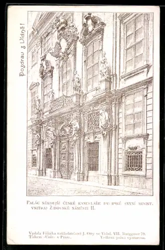 Künstler-AK Wien, Böhmische Hofkanzlei, Judenplatz