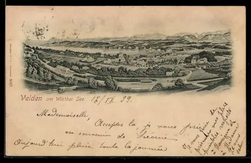 AK Velden am Wörther See, Gesamtansicht mit Umgebung aus der Vogelschau