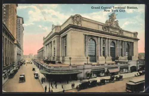 AK New York, NY, Grand Central Terminal Station, Bahnhof, Strassenbahn