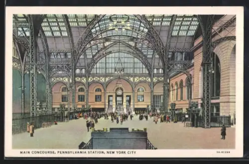 AK New York, NY, Pennsylvania Station, Main Concourse, Bahnhof