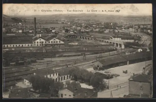 AK Givors /Rhone, Vue Générale, La Gare, Bahnhof