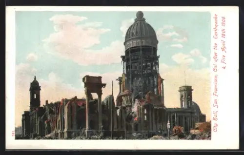 AK San Francisco, CA, City Hall after the Earthquake and Fire 1906