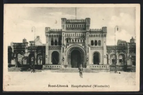 AK Brest-Litowsk, Westseite des Hauptbahnhofes