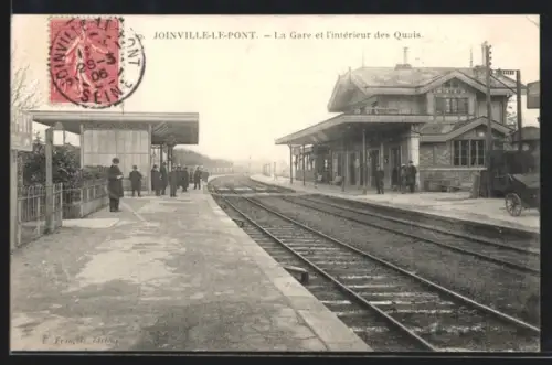 AK Joinville-le-Pont, La Gare et l`intérieur des Quais