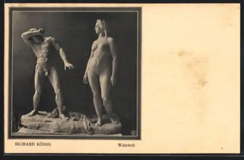 AK Chemnitz, Ausstellung der Kunsthütte im König-Albert-Museum 1910, Skulptur Wahrheit von Richard König