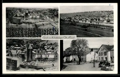 AK Wincheringen /Ob. Mosel, Ortsansichten mit Kirche, Turm und Marktplatz