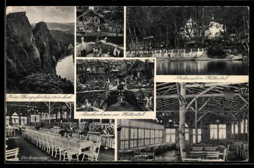 AK Bad Münster a. Stein, Huttental, Märchenhain, Restaurant Huttental, Birkensaal