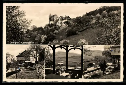 AK Altmorschen /Kassel, Berghof, Pension und Gastwirtschaft, Bes. H. Hartmann, Terrassenansichten, Landschaft