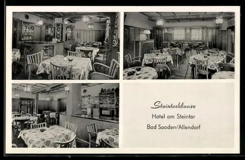 AK Bad Sooden /Allendorf, Hotel am Steintor G. Scharff, Steintorklause, Gastraumansichten