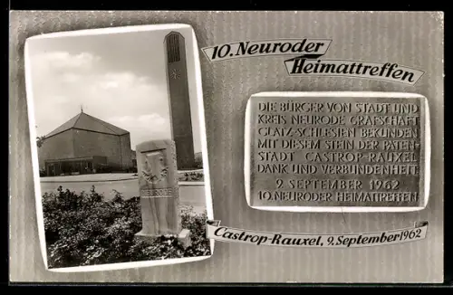 AK Castrop-Rauxel, 10. Neuroder Heimattreffen 1962, Ortsansicht
