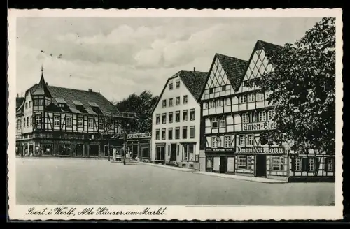 AK Soest i. Westf., Alte Häuser am Markt mit Gasthaus Zum wilden Mann