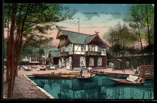 AK Lübbenau, Wotschofska, Spreewaldpartie am Anleger