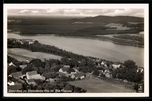 AK Petersdorf bei Bad Saarow, Ortsansicht mit See, Fliegeraufnahme