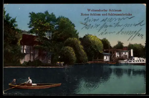 AK Woltersdorf, Woltersdorfer Schleuse, Rotes Schloss und Schleusenbrücke