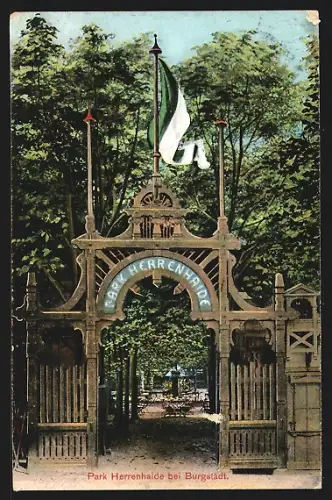 AK Burgstädt, Park Herrenhaide