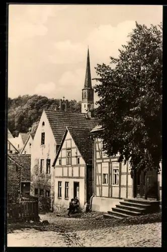 AK Oderberg /Mark, Fachwerkhäuser, Kirche