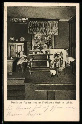 AK Lehde, Wendische Puppenstube im Gasthaus Im Fröhlichen Hecht
