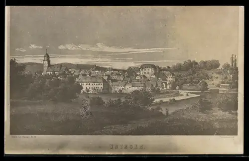 AK Usingen, Panoramablick auf die Stadt