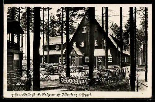 AK Altenberg i. Erzgeb., Gasthaus Waldschänke altes Raupennest, Bes. Max Nacke