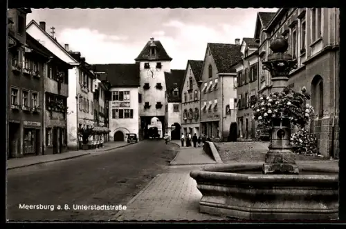 AK Meersburg a. B., Unterstadtstrasse mit Brunnen