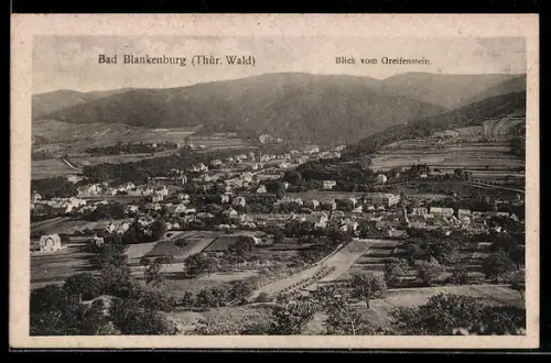 AK Bad Blankenburg /Thür. Wald, Blick auf die Stadt vom Greifenstein