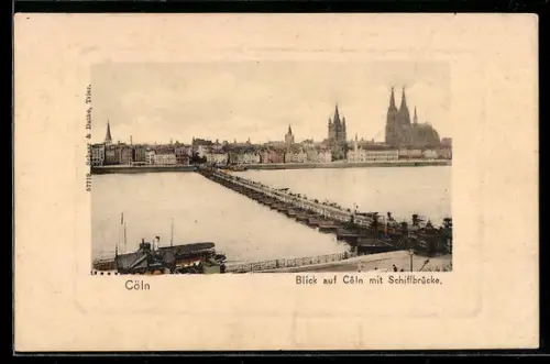 AK Cöln, Blick auf die Stadt mit Schiffbrücke