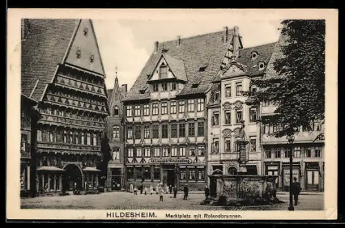 AK Hildesheim, Marktplatz mit Rolandbrunnen