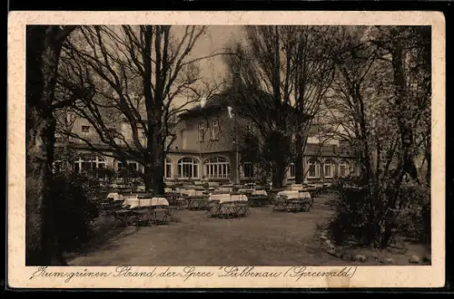 AK Lübbenau /Spreewald, Gasthaus Zum grünen Strand der Spree, Inh. W. Moshake, Gartenansicht