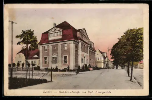 AK Beelitz, Brücken-Strasse mit Königlichem Amtsgericht
