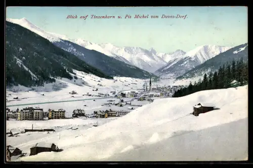 AK Davos-Dorf, Blick auf Tinsenhorn u. Piz Michel