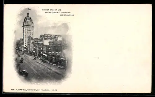 AK San Francisco, CA, Market Street and Claus Spreckels Building