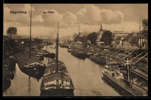 AK Magdeburg, Angelegte Schiffe am Hafen