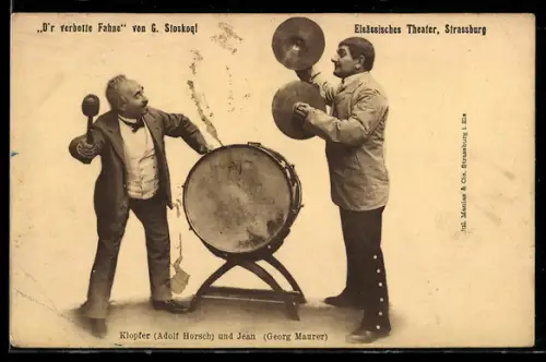 AK Schauspieler Adolf Horsch als Klopfer und Schauspieler Georg Maurer als Jean in D`r verbotte Fahne