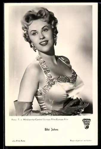 AK Schauspielerin Bibi Johns im eleganten Kleid
