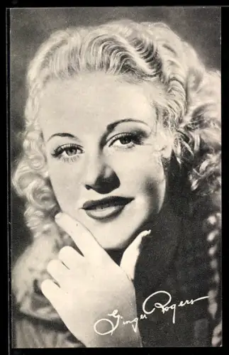 AK Schauspielerin Ginger Rogers in der Nahaufnahme