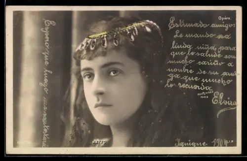 Foto-AK Atelier Reutlinger, Paris, Schauspielerin Hatto blickt in die Ferne