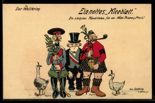 AK Karikatur mit Nikolaus II. von Russland, Propaganda 1. Weltkrieg