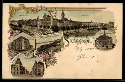 Lithographie Szeged, Városháza, Hid-utca., Széhenyiler