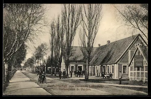 AK Halsmühlen b. Verden, Gasthaus von Hermann Luttmann, Aussenansicht