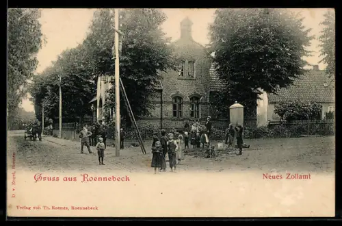 AK Rönnebeck, Neues Zollamt in der Aussenansicht mit Grünanlage