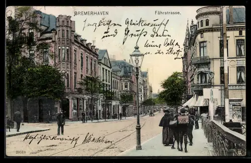 AK Bremerhaven, Geschäfte und Passanten in der Fährstrasse