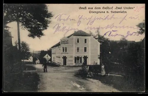 AK Obergruna b. Siebenlehn, Gasthof Drei Linden