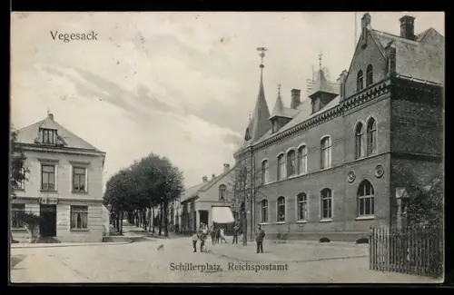 AK Vegesack, Schillerplatz mit Reichspostamt