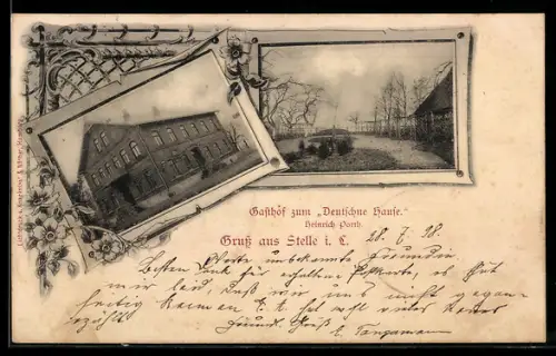 AK Stelle i. L., Gasthof zum Deutschen Hause, Heinrich Porth, Aussenansichten