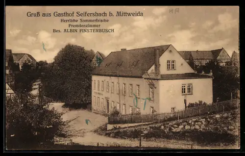 AK Seifersbach b. Mittweida, Gasthof Seifersbach, Bes. Albin Finsterbusch